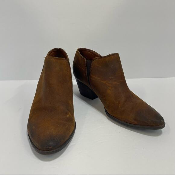 Franco Sarto Gemina Brown Leather Ankle Booties Women’s 8.5 Round Toe Fall Boots - Picture 3 of 11